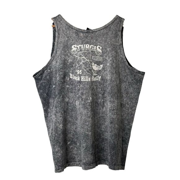 VTG 1995 Harley Davidson Sturgis Rally Graphic Motorcycle Tank T-shirt XXL Y2k - Picture 2 of 11